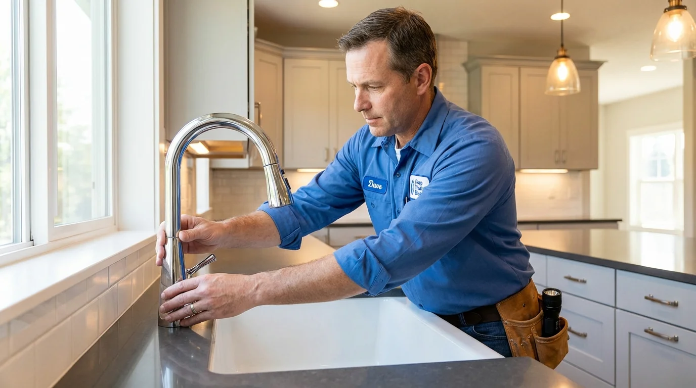 Kitchen faucet installation by Johns Plumbing LLC in Cornville