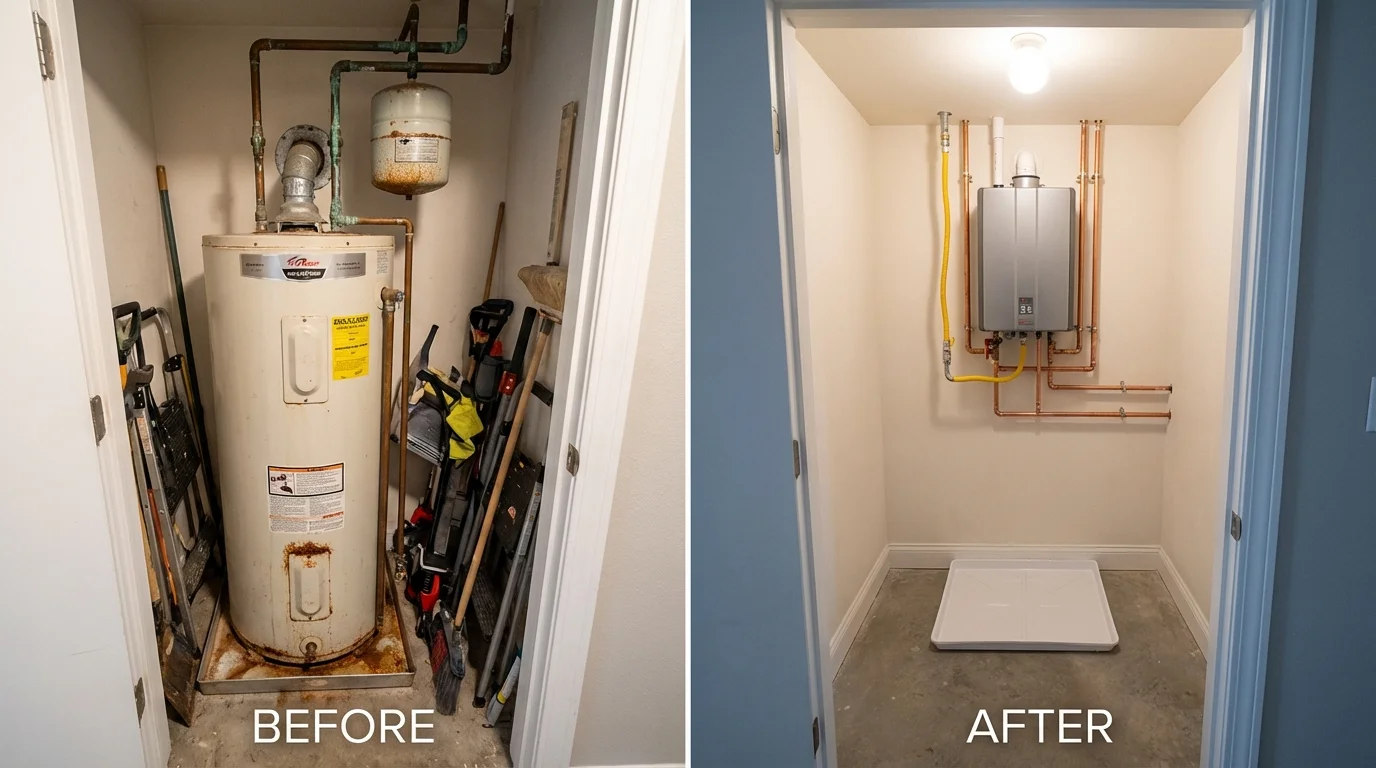 Tank water heater versus wall-mounted tankless unit comparison for Cornville, AZ homeowners