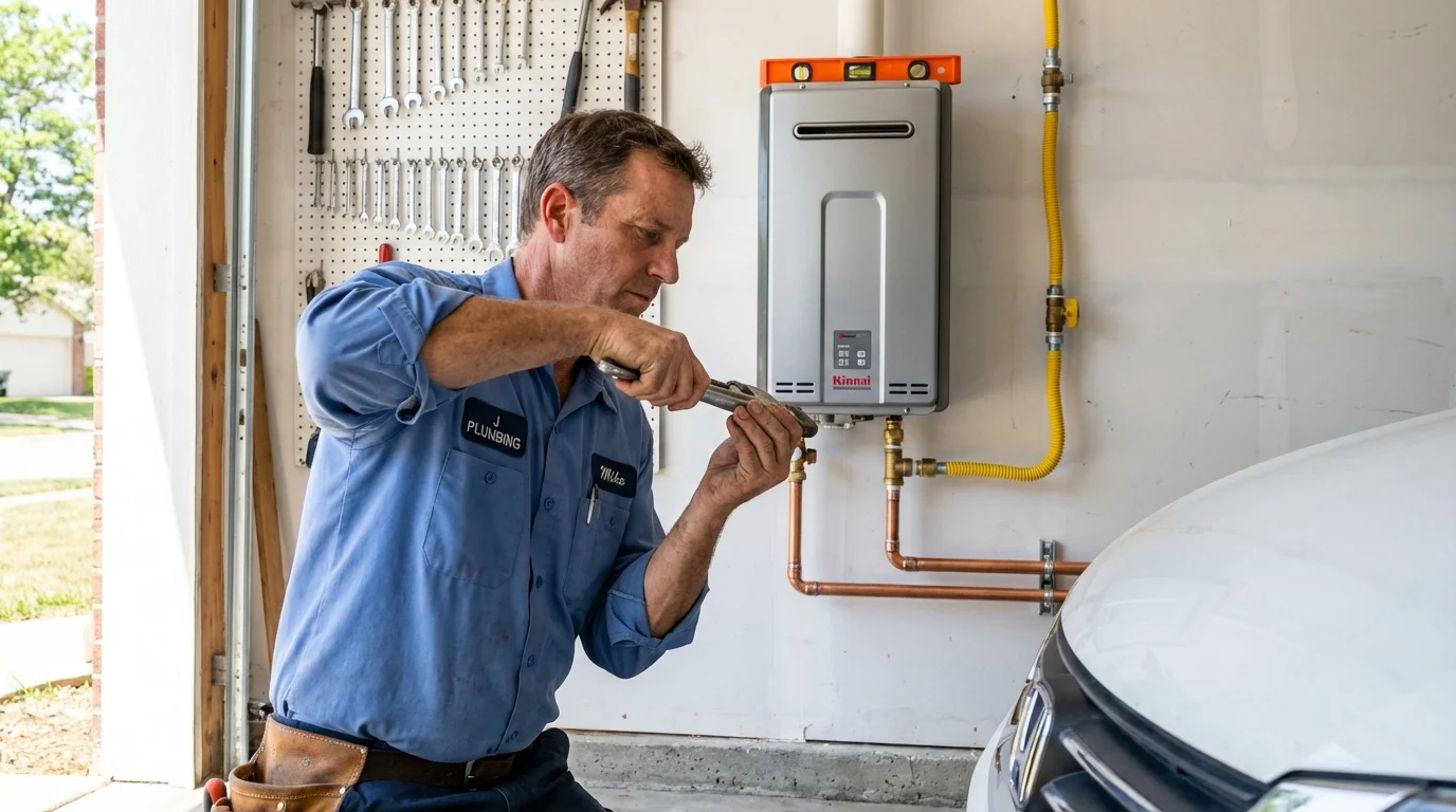 Tankless water heater installation by a Johns Plumbing LLC plumber in Cornville